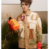 Unisex Jacket Retro Spring and Autumn Coat Loose Camouflage Jacket